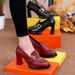Waterproof Platform High Heels Pointed Spring 2025 New Soled And Thick Heel Fashion Shoes Deep Mouth Women's Leather_vogvips.com