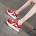 Platform Sports Forrest Gump Shoes Women's Ankola Red Round Head Color Matching Casual Dad Shoes_vogvips.com