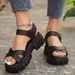 Women's Shoes Summer Large Size Women's Thick Soled Cross Strap Roman Sandals Comfortable And Breathable Belt Buckle Decoration_vogvips.com