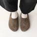 Genuine Leather Wool For Women, Thick Sole, Warm, Closed Toe, Half Lazy, Thickened And Fleece Lined_vogvips.com