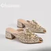 Okimoz Exquisite Beaded Embellished Mules With Pointed Toe And Gold Heel Embossed Leather Appliques Big Size_vogvips.com