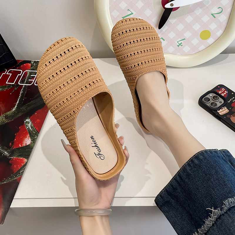New Summer Style Women's Closed-toe Home Use, Indoor, Non-slip, Breathable, Versatile, Lightweight, Flat-soled Slippers_vogvips.com