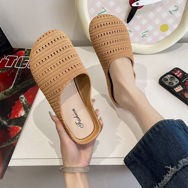 New Summer Style Women's Closed-toe Home Use, Indoor, Non-slip, Breathable, Versatile, Lightweight, Flat-soled Slippers_vogvips.com