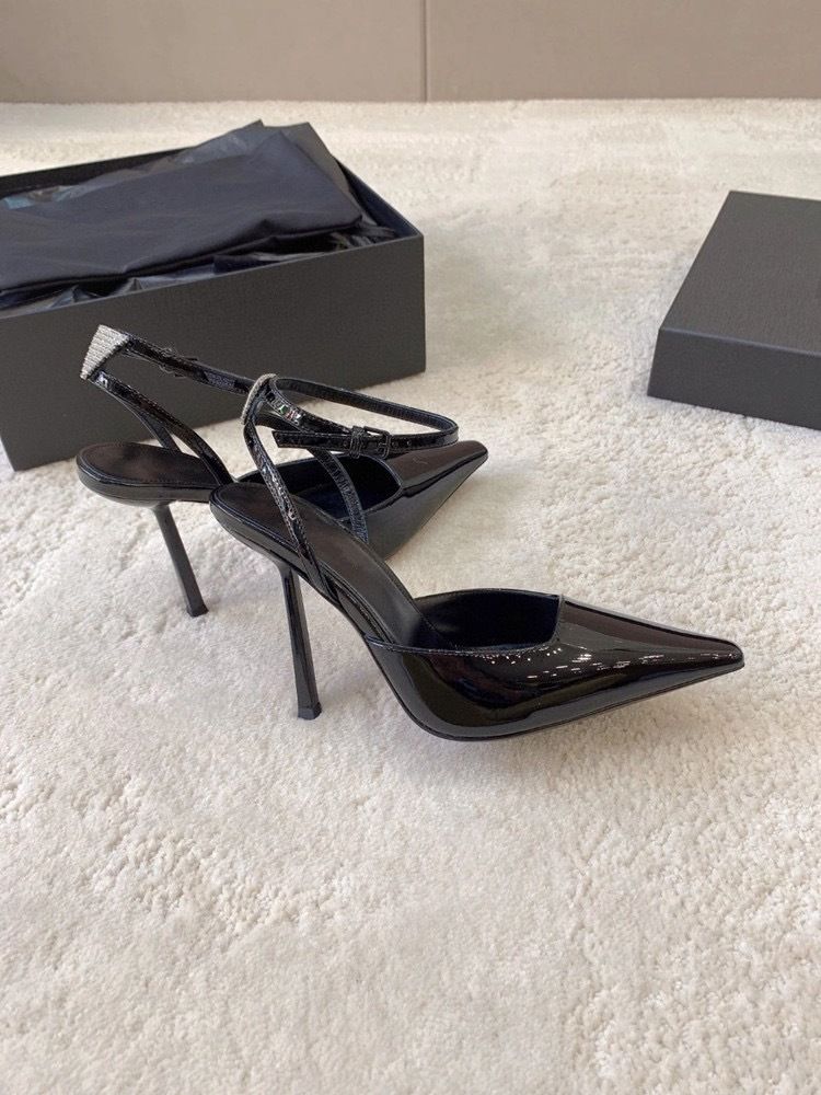 Rear Strap Black High-Heeled With Rhinestones For Top Quality Women, 2025 Spring And Autumn New Style, Closed-Toe Sandals, Pointed_vogvips.com