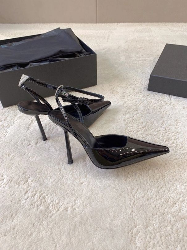 Rear Strap Black High-Heeled With Rhinestones For Top Quality Women, 2025 Spring And Autumn New Style, Closed-Toe Sandals, Pointed_vogvips.com