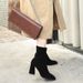 British Style Short For Women Winter Thick Low Tube Pointed Toe High Chunky Heel Slim 2021 New Fashion Boots_vogvips.com