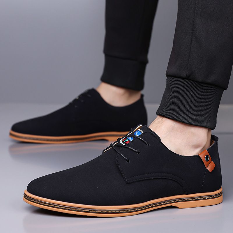 New Mens Suede Leather Shoes British Style Business Casual Rubber Sole Lace Up Plus Size 48 Comfortable Oxfords Derbies_vogvips.com