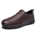 New Leather Men's Black Casual Slip-On Lazy Soft Sole Driving Work Fashion Comfortable Dad Shoes_vogvips.com