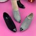 Fashion Hot Diamond Mesh Shoes Pointed Thick Heel Hollow Zipper Rhinestone Women's Sandals Comfortable Breathable Low Heel Shoes Women_vogvips.com