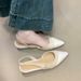 Lancui Rear Air Texture Patchwork French Style Closed-Toe Sandals For Women Spring Summer New Apricot Versatile Pointed_vogvips.com