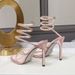 Fashion Summer Snake Twine Around Crystal Women Luxury Rhinestones Thin High Heels Gladiator Sandals Party Prom Shoes_vogvips.com