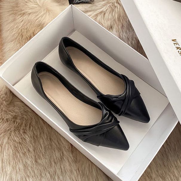 Women's Comfortable Pointed-Toe Flat Shoes - Soft Sole Spring Loafers For Casual & Office Wear (Black, Beige, Sizes 35-43)_vogvips.com