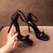 Black Sexy One-strap Fairy-style Sandals For Women, 2025 Summer New Versatile Korean Version High-heeled Shoes With Thin_vogvips.com