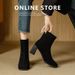 2024 Autumn Winter New Small Square Toe Chunky Slimming Elegant Suede Short For Women French Style Versatile High Heel_vogvips.com