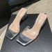 New Fashionable Outerwear Sandals, Transparent Crystal High Heels, Thick-heeled Square Toe One-strap Slippers_vogvips.com