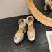 Elegant! Large Pearl Satin Women's Platform Chunky High-heeled Sandals, Party Shoes, Wedding Shoes_vogvips.com