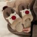 Winter New Christmas Reindeer Plush Shoes Home Fashion Couple Non-Slip Warm Closed-Toe Cotton Slippers_vogvips.com