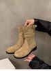 Chunky Heel Mid-Calf Knight Women's Shoes 2025 New Autumn Winter Fleece Lined Short Martin Boots_vogvips.com