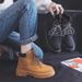Couple Ankle 2024 Spring New British Thick Sole Versatile Motorcycle Martin Same Style Yellow Boots_vogvips.com