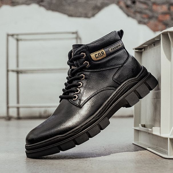 European Warm Series 2025 New Mid-Top Martin For Men British Style Outdoor Yellow With Fleece Lining Warm Work Trendy Men's Cotton Boots_vogvips.com