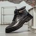 European Warm Series 2025 New Mid-Top Martin For Men British Style Outdoor Yellow With Fleece Lining Warm Work Trendy Men's Cotton Boots_vogvips.com