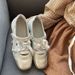 Niche Design Lace Up Ballet Women S Spring Summer New Shallow Mouth Peplum Flat Shoes Fashionable Versatile Wear_vogvips.com