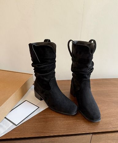 Fashion Denim For Women 2025 Autumn Winter New Thick Heel Heightening Short Stacked Martin Knight Mid-Calf Boots_vogvips.com