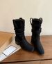 Fashion Denim For Women 2025 Autumn Winter New Thick Heel Heightening Short Stacked Martin Knight Mid-Calf Boots_vogvips.com