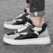 Height-increasing Leisure Sports Board Shoes Two-layer Cowhide Splicing Mesh White Shoes_vogvips.com
