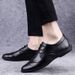 Men's Casual Embossed Plaid Lace-up Leather Shoes Soft Formal Men's Shoes_vogvips.com