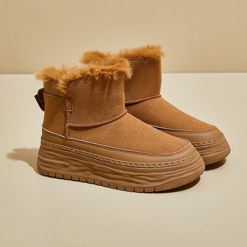 Fleece-Lined High-Top Snow Boots For Women 2025 Winter New Style Student Ins Korean Version Warm Casual Shoes Thick Sole_vogvips.com