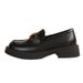 Light Loafers For Women Retro British Style Platform Thick Sole Small Chunky Heel Black Soft Leather Single Casual Shoes_vogvips.com