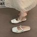 French Style High-End Silver Closed-Toe Mules Women's Shoes Outdoor Wear 2025 New Spring Summer Gentle Mary Jane Flats_vogvips.com