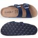 Crestar Classic Women's Cork Slippers Fashion Double Buckle Outdoor Beach Sandal Cork Footbed Leather Sandals Unisex Clogs Shoes_vogvips.com