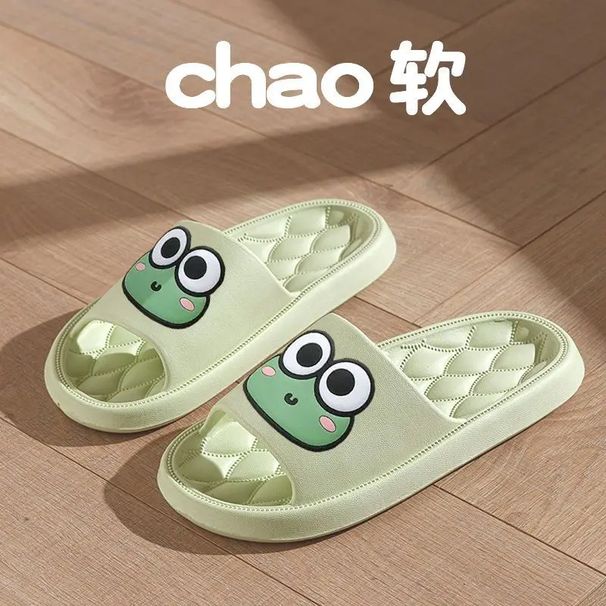 Summer Beach Slides Men Bathroom Anti Slip Slippers Women Home Flip Flops Cartoon Cute Frog Soft Eva Thick Bottom Sandals_vogvips.com