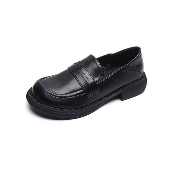 Platform Loafers Women's Retro British Style Small Leather Shoes Thick Heel One Pedal Soft-soled Single Shoes_vogvips.com