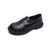 Platform Loafers Women's Retro British Style Small Leather Shoes Thick Heel One Pedal Soft-soled Single Shoes_vogvips.com