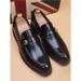 Euro Step Leather Korean Style Casual Trendy Height-Increasing Slip-On British Pointed Toe Wedding Hair Stylist Brogue Men's Shoes_vogvips.com