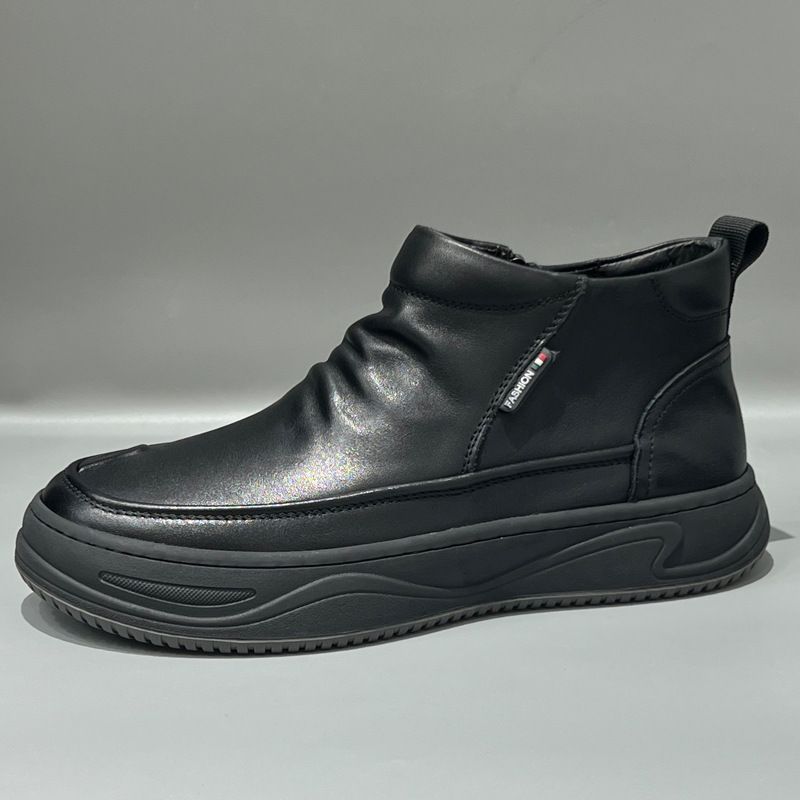 Cowhide Fleece Lined Warm Genuine Leather High-top Martin Autumn New Work Men's Casual Ankle Boots_vogvips.com