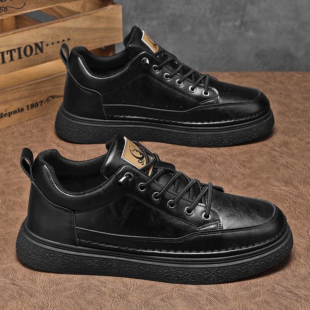 Men's Shoes Breathable Chef Shoes Men's Work Shoes Non-slip Wear-resistant Sports Casual Black Leather Shoes Board Shoes_vogvips.com