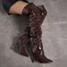 Elegant Pointed-Toe High Heel Over-The-Knee Boots For Women - PU Leather, 11CM Heel, Slip-Resistant, Fashionable & Comfortable (Dark Brown)_vogvips.com
