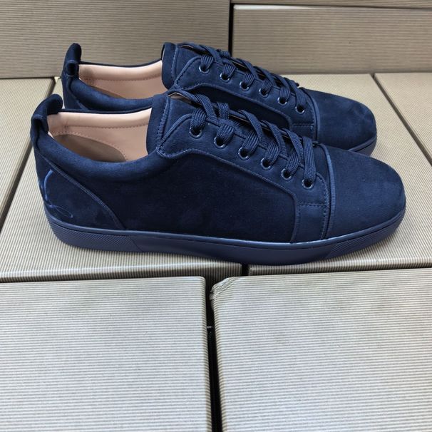 logo 1 Correct Red Sole European Version Royal Blue Suede Outdoor TPU Embroidered Skateboard Shoes_vogvips.com