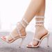 Women’s Shoes fish mouth strap high heel sandals white flower sandals women's banquet wedding dress bridal shoes princess sandals_vogvips.com