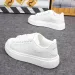 Cream White Quilted Stitch Platform Skate Shoes Wide Thick Laces Low Top Soft Leather Casual Men Sneakers_vogvips.com
