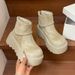 Lace Simple Heightening Snow Boots Women's Autumn Thick-soled Outer Wear Heightening Short Boots_vogvips.com