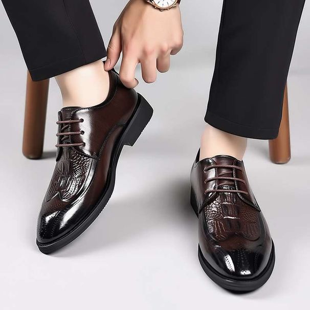 Euro Step 2025 New Height-Increasing Business Leather For Men Breathable British Style Brogue Commuter Formal Men's Shoes_vogvips.com