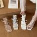 French Niche Design Is Gentle And Sophisticated! Nude Open-toe Strap Sandals For Women, Summer Square-toed Stiletto High_vogvips.com