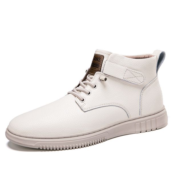 Men's Casual Board Shoes With Fleece Niche Popular Large-size Leather Couple Heightening Leather Boots_vogvips.com