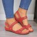 Women's Flat Sandals New 43 Large Thick Sole Wedge Heels Shoes Velcro Buckle Sandals Women's_vogvips.com