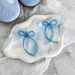 Ins Blue Mesh Bow Crystal Beaded Shoe Buckle Fashionable All Match Shoe Pendant Shoe Flower Shoe Buckle Shoe Decoration Female_vogvips.com